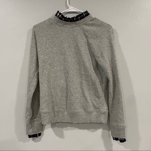 Halogen Gray Plaid Collar Pullover Sweater Petite Small